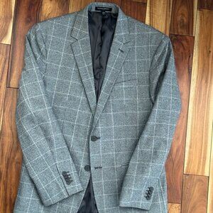 Banana Republic Grey Plaid Suit Blazer 40S Slim Fit